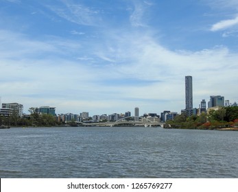 Brisbane Australian Cityscape With The Merivale Bridge And The Go Between Bridges In The Forground