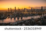 Brisbane City Night View, Aerial Cityscape, City view