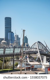 Brisbane City Skyline View From Southbank With 1 William Street Building And The Goodwill Bridge
