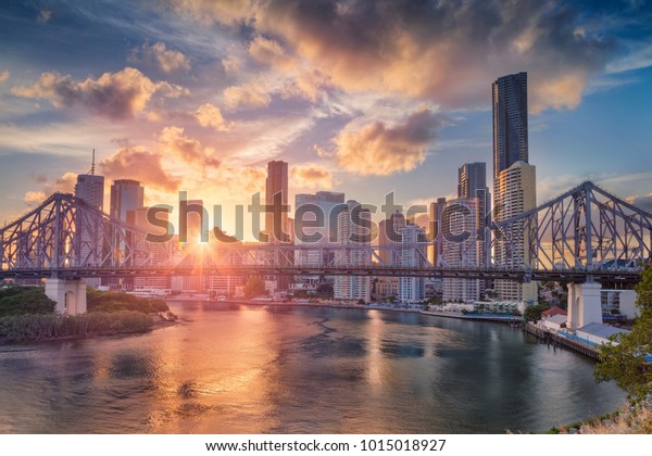 Brisbane. Cityscape image of
Brisbane skyline, Australia with Story Bridge during dramatic
sunset.