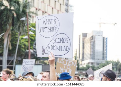 Brisbane, Queensland / Australia - 01 11 2020: Climate Protests, All Ages Climate Action Strike, Scott Morrison, Australian Bushfires