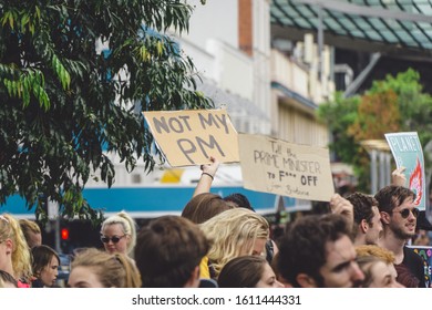 Brisbane, Queensland / Australia - 01 11 2020: Climate Protests, All Ages Climate Action Strike, Scott Morrison, Australian Bushfires