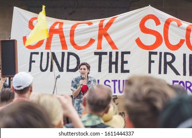 Brisbane, Queensland / Australia - 01 11 2020: Climate Protests, All Ages Climate Action Strike, Scott Morrison, Australian Bushfires