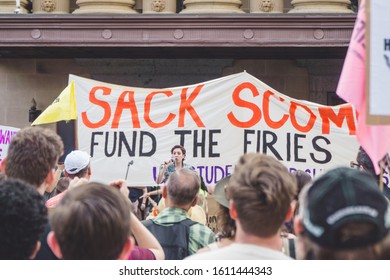 Brisbane, Queensland / Australia - 01 11 2020: Climate Protests, All Ages Climate Action Strike, Scott Morrison, Australian Bushfires