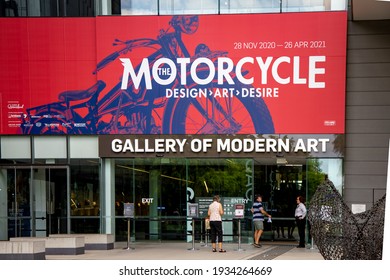 Brisbane, Queensland Australia 03 02 2021: The Facade Of The Gallery Of Modern Art In Brisbane