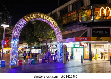 Brisbane, Queensland / Australia 09 01 2020: The entrance of Queen Street Mall in Brisbane city