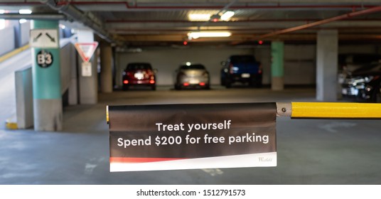 Brisbane, Queensland, Australia: 23rd September 2019: Sign At Car Park Entrance To Westfield Garden City Shopping Center