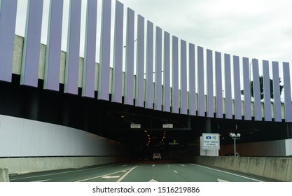 Brisbane, Queensland, Australia - 26th September 2019: Entrance To A Toll Tunnel Connecting Road