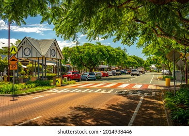 Brisbane, Queensland, Australia - Feb 11, 2021: Main Shopping Street In Wellington Point