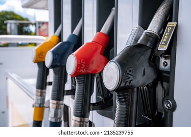 Brisbane, Queensland, Australia - Mar 14, 2022: Fuel Pump Dispenser At The Petrol Station