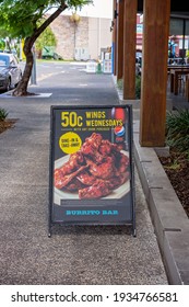 Brisbane, Queensland, Australia - March 2021: Burrito Bar Specials Sign For Chicken Sings