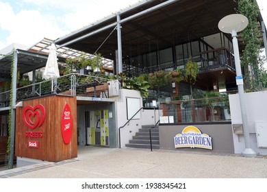 Brisbane, Queensland Australia - March 29 2020: A Closed Beer Garden Restaurant At South Bank Parklands