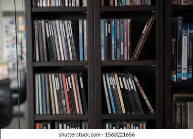 Brisbane, Queensland / Australia - November 18th 2019: CD storage rack (CD shelves or CD Cabinet)