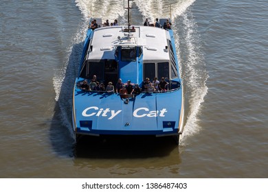 Brisbane, Queensland - Janurary 2019: A Citycat ferry transports people along the Brisbane River.