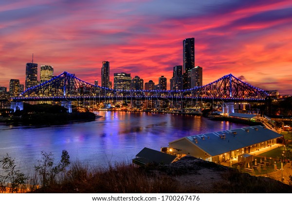 Brisbanes Story Bridge Twilight Colorful Evening Stock Photo (Edit Now ...