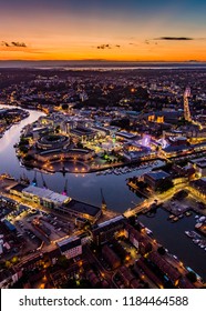 Bristol City Landscape View Night Ariel