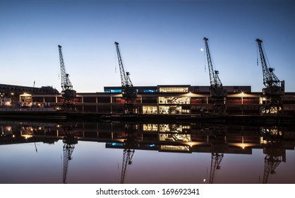 Bristol docks, England, United Kingdom by moon light