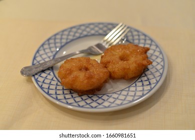 Bristol, England – February 20, 2020: Banana And Pineapple Fritter, Chinese Cuisine In Bristol, England, United Kingdom, Europe