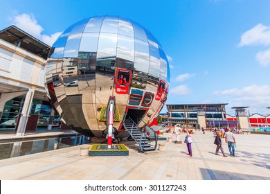 BRISTOL, ENGLAND - JULY 08, 2015: At-Bristol on the Millenium Square, with unidentified people. Its a science centre and charity with stated aim to make science accessible to all