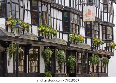 BRISTOL, ENGLAND - MAY 17: The seventeenth century Llandoger Trow inn Bristol, England on May 17, 2011. It is the Admiral Benbow in Treasure Island by Stevenson, whose popularity has recently soared