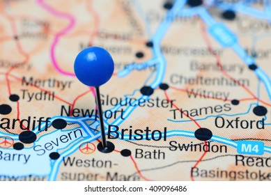 Bristol Pinned On A Map Of UK
