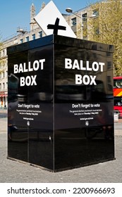 BRISTOL, UK - APRIL 23, 2015: An Oversized Dummy Ballot Box Reminds Bristolians To Vote In The General Election And Local Elections On 7 May 2015