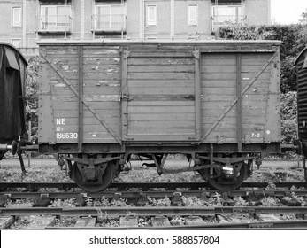 BRISTOL, UK - CIRCA SEPTEMBER 2016: Vintage Trains At Bristol Harbour (part Of Port Of Bristol) In Black And White