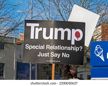 BRISTOL, UK - FEBRUARY 4, 2017: A Placard At A Demonstration Against US President Donald Trump’s Immigration Policies And His Proposed State Visit To The United Kingdom