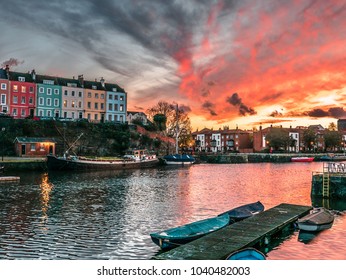 Bristol UK Harbour Sunset Coloured Houses