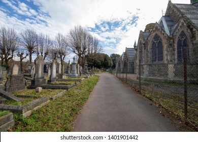 Bristol, UK, May 03, 2019:  The Mortuary Chapels, Greenbank Cemetery