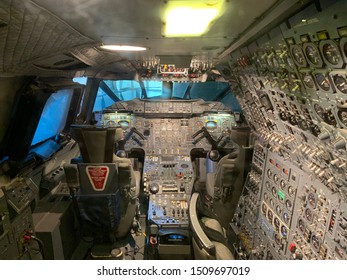 Bristol Uk September 7 2019 The Flight Deck Of G-BOAB Concorde Showing The Cramped But Complex Space The Pilots Of This Mach 2 Airliner Had To Use