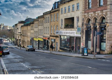 Bristol,England,UK-February 2nd 2021: street in Bristol city centre during lockdown.