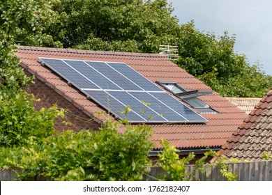 Bristol-May-2020-England-a Close Up View Of Solar Pannels On A Roof Of A Home In Bristol 