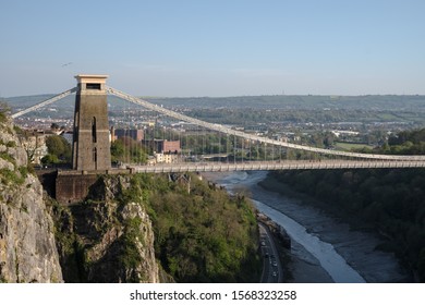 Bristol's Clifton Suspension Bridge summer day Sunshine view point landscape, landmark. River Avon, 