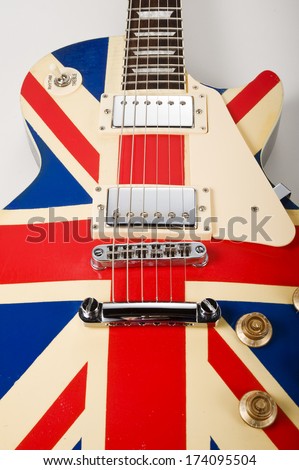 brit pop electric guitar with british flag painted