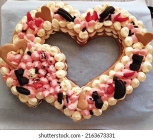 Brithday cake heart shaped strawberry cake 