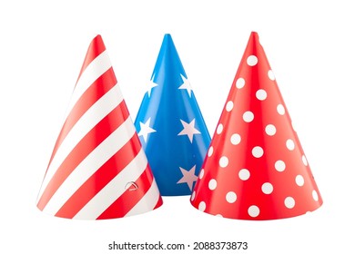 Brithday USA Party Hat Isolated On White Dackground