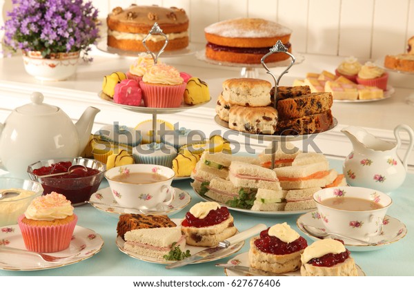 BRITISH\
AFTERNOON TEA ,SCONES AND CAKES  IN TEA\
ROOM