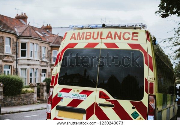 British\
ambulance responding to an emergency\
situation