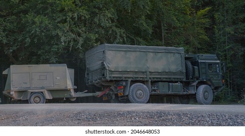 British Army MAN SV 4x4 Logistics Haulage Truck Lorry In Action On A Military Exercise Wiltshire UK