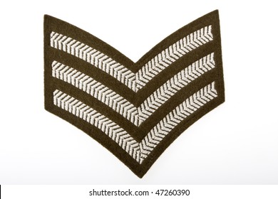 A British Army Sergeant Stripes Isolated Over White