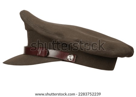 British Army ww1 - ww2 era peaked cap (peaked hat, service cap, barracks cover or combination cap) isolated on white background