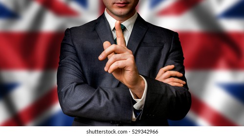 British Candidate Speaks To The People Crowd With One Finger On Lips - Election In United Kingdom Of Great Britain