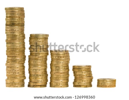British coins arranged on a white background