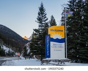 British Columbia, Canada - december 2020 : entrance sign to British Columbia