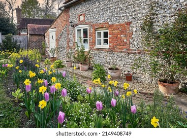 British country cottage garden in spring