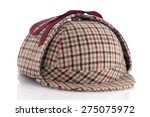 British Deerhunter or Sherlock Holmes cap on white background.