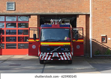 British Fire Engines. Surrey Fire And Rescue Service Chertsey Fire Station. UK, May 2009.