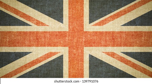 British flag on old canvas texture