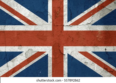 British Flag On Old Wall. Grunge Background